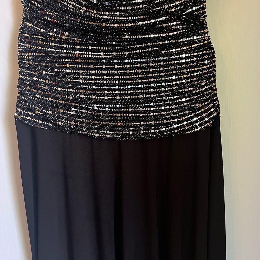 R&M Richards Black Sequin Bodice Sleeveless Long Evening Dress Sexy Party Sz 12 - Picture 6 of 10
